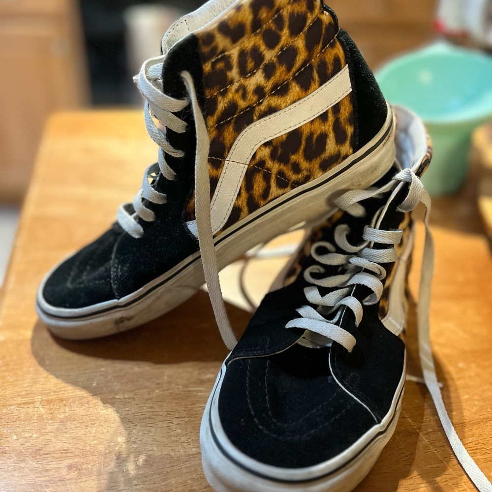 Leopard Print High-Top Vans Sneakers